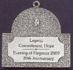 custom pewter ornament - The Doctor Robert F Thomas Foundation - back view