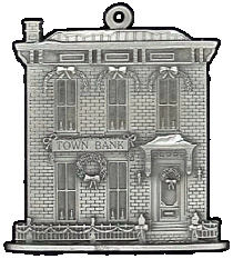 Town Bank Pewter Stock Ornament - front