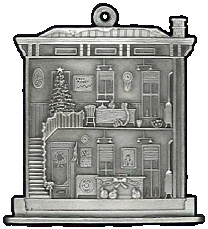 Town Bank Pewter Stock Ornament - Back