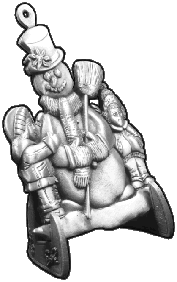 Children Making Snowman pewter Christmas ornament on pewter stand-front view