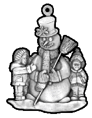 Children Making Snowman pewter Christmas ornament
